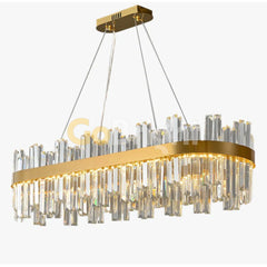 Pendul LED 80x30cm 105W Cristal cu Telecomanda Spiral 3 Tipuri de Lumini Auriu