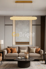 Pendul LED 90x30cm 75W cu Telecomanda Glow 3 Tipuri de Lumini Auriu