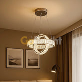 Pendul LED Aura 95W Cristal cu Telecomanda 3 Tipuri de Lumini Auriu