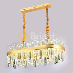Pendul LED Cristal 80x30cm 140W cu Telecomanda 3 Tipuri de Lumini Auriu