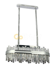 Pendul LED Cristal80x30cm 140W cu Telecomanda 3 Tipuri de Lumini Argintiu