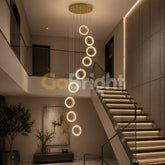 Pendul LED Diametru 40cm 140W cu Telecomanda Trinity 3 Tipuri de Lumini Auriu