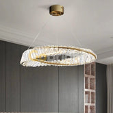 Pendul LED Diametru 40cm 48W Cristal cu Telecomanda Crystal 3 Tipuri de Lumini Auriu