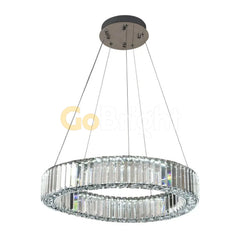 Pendul LED Diametru 40cm 64W Cristal cu Telecomanda Crystal 3 Tipuri de Lumini Argintiu