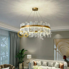 Pendul LED Diametru 40cm 64W Cristal cu Telecomanda Spiral 3 Tipuri de Lumini Auriu