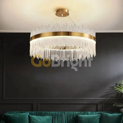 Pendul LED Diametru 40cm 64W Cristal cu Telecomanda Spiral 3 Tipuri de Lumini Auriu