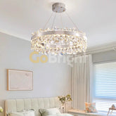 Pendul LED Diametru 40cm 90W Cristal cu Telecomanda Spiral 3 Tipuri de Lumini Argintiu