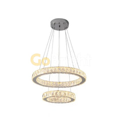 Pendul LED Diametru 50 + 30cm 100W Cristal cu Telecomanda Crystal 3 Tipuri de Lumini Crom
