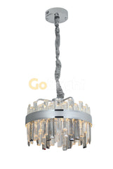 Pendul LED Diametru 50cm 112W Cristal cu Telecomanda Crystal 3 Tipuri de Lumini Argintiu