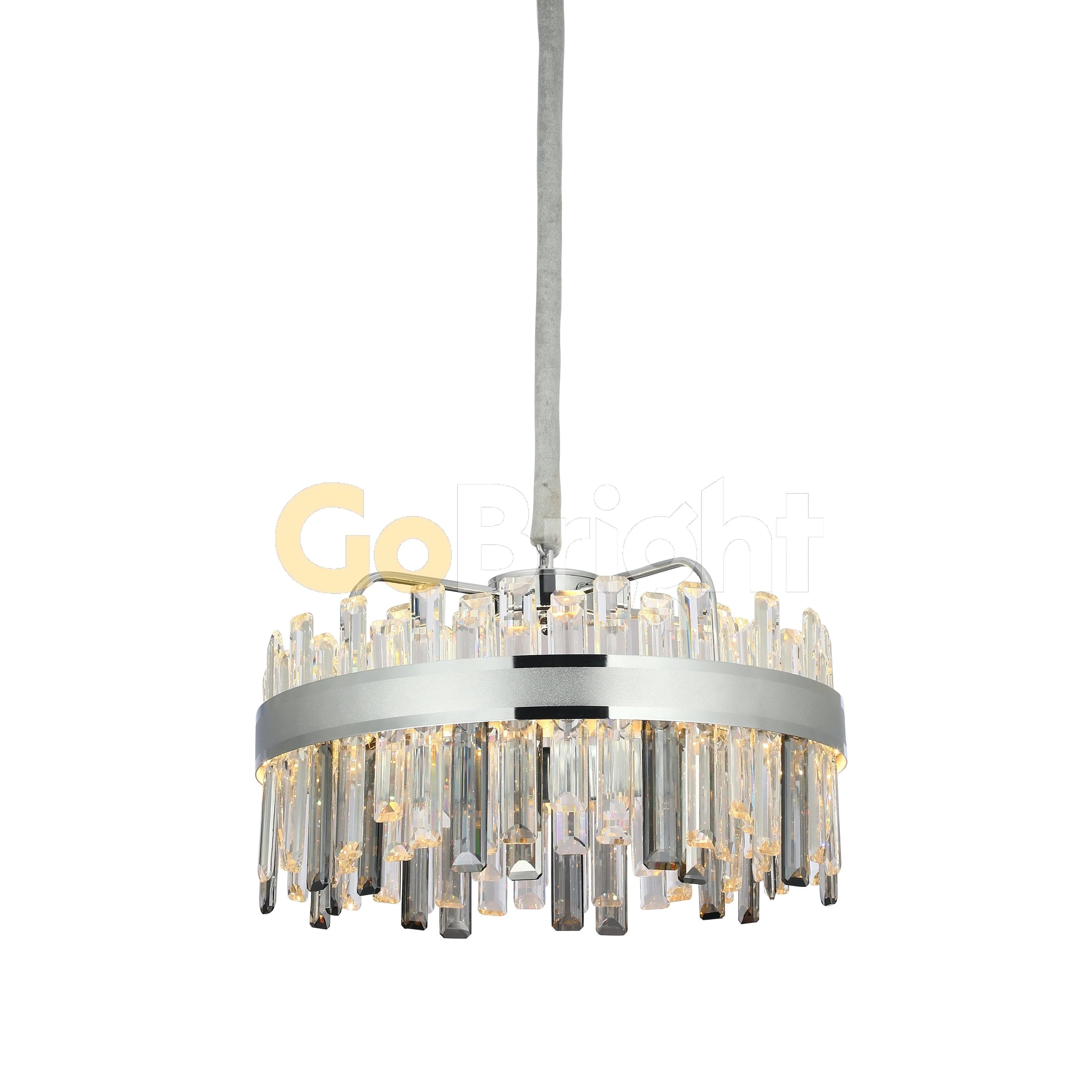 Pendul LED Diametru 50cm 112W Cristal cu Telecomanda Crystal 3 Tipuri de Lumini Argintiu