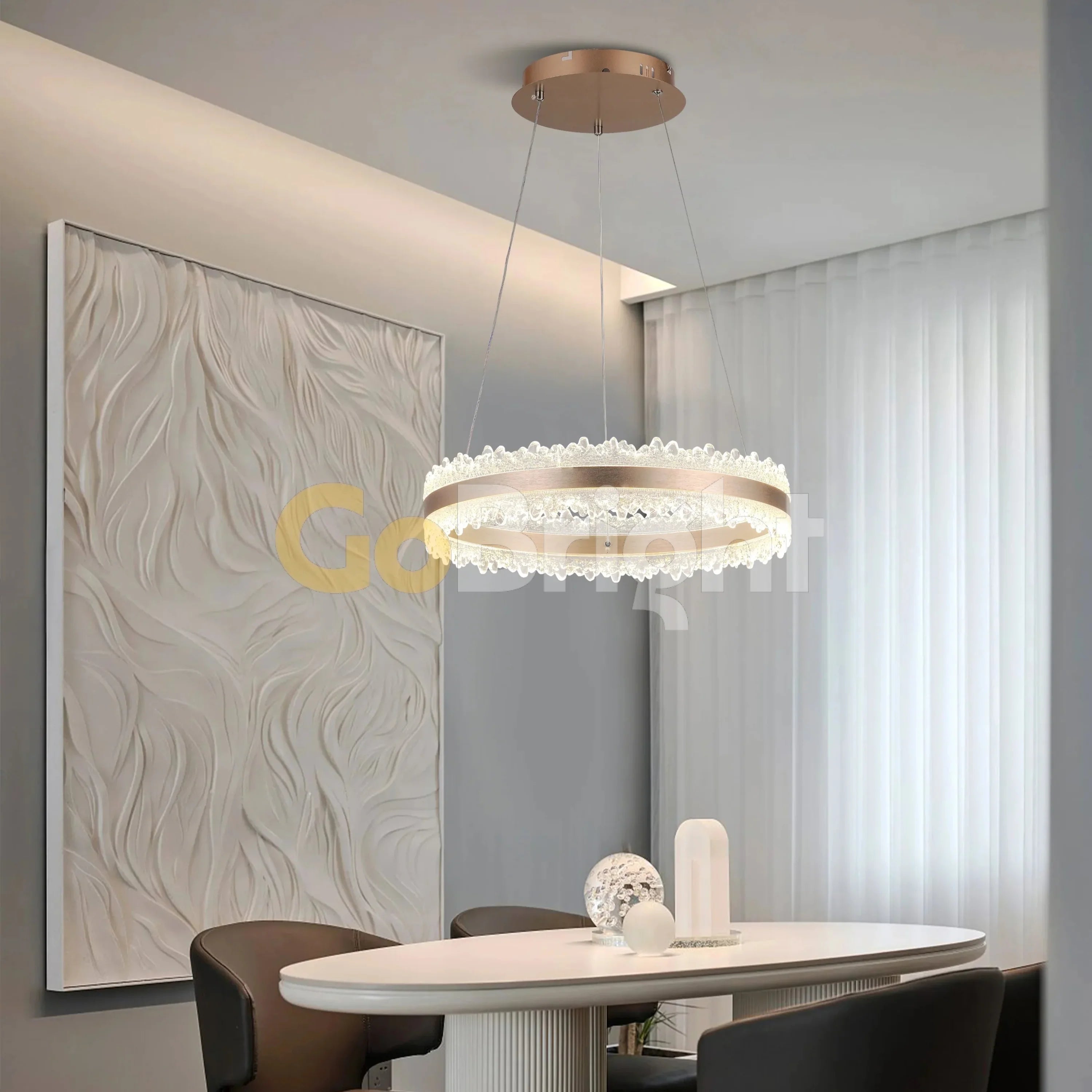 Pendul LED Diametru 50cm 144W Trinity Telecomanda 3 Tipuri de Lumini Maro