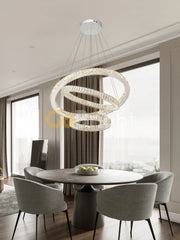 Pendul LED Diametru 60 + 40 + 20cm 120W Cristal cu Telecomanda Crystal 3 Tipuri de Lumini Crom