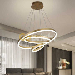 Pendul LED Diametru 60 + 40 + 20cm 150W cu Telecomanda Raven 3 Tipuri de Lumini Auriu