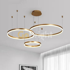 Pendul LED Diametru 60 + 40 + 30cm 160W cu Telecomanda Raven 3 Tipuri de Lumini Auriu