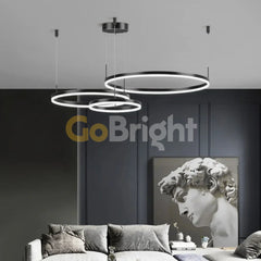 Pendul LED Diametru 60 + 40 + 30cm 160W cu Telecomanda Raven 3 Tipuri de Lumini Negru