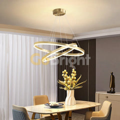 Pendul LED Diametru 60 + 40cm 100W cu Telecomanda Raven 3 Tipuri de Lumini Auriu