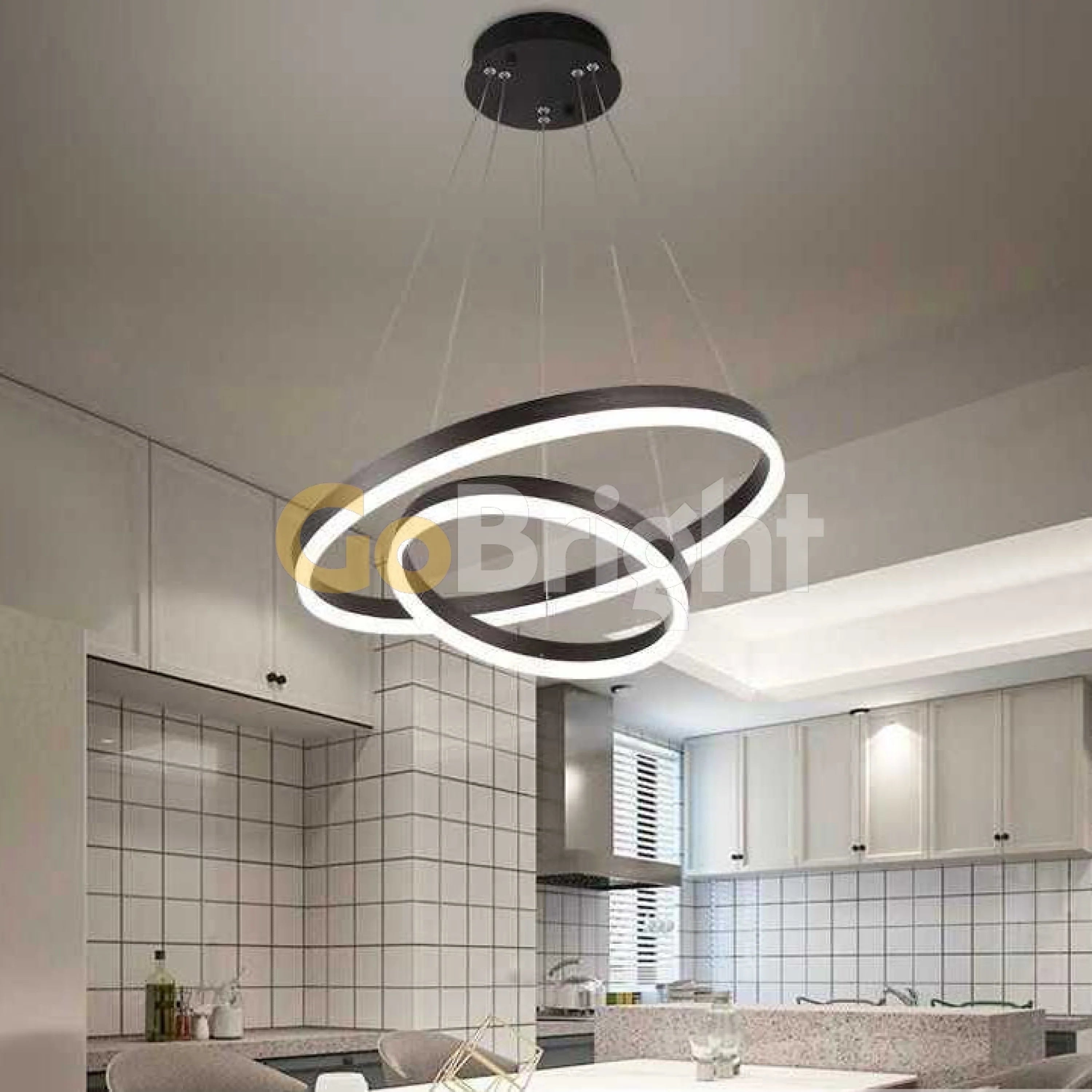 Pendul LED Diametru 60 + 40cm 100W cu Telecomanda Raven 3 Tipuri de Lumini Negru