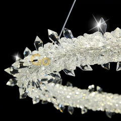 Pendul LED Diametru 60 + 40cm 190W cu Telecomanda Crystal 3 Tipuri de Lumini Auriu