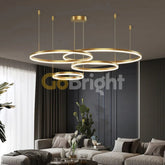 Pendul LED Diametru 60 + 50 + 40 + 30cm 240W cu Telecomanda Raven 3 Tipuri de Lumini Auriu