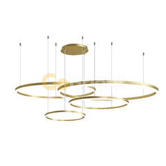 Pendul LED Diametru 60 + 50 + 40 + 30cm 240W cu Telecomanda Raven 3 Tipuri de Lumini Auriu