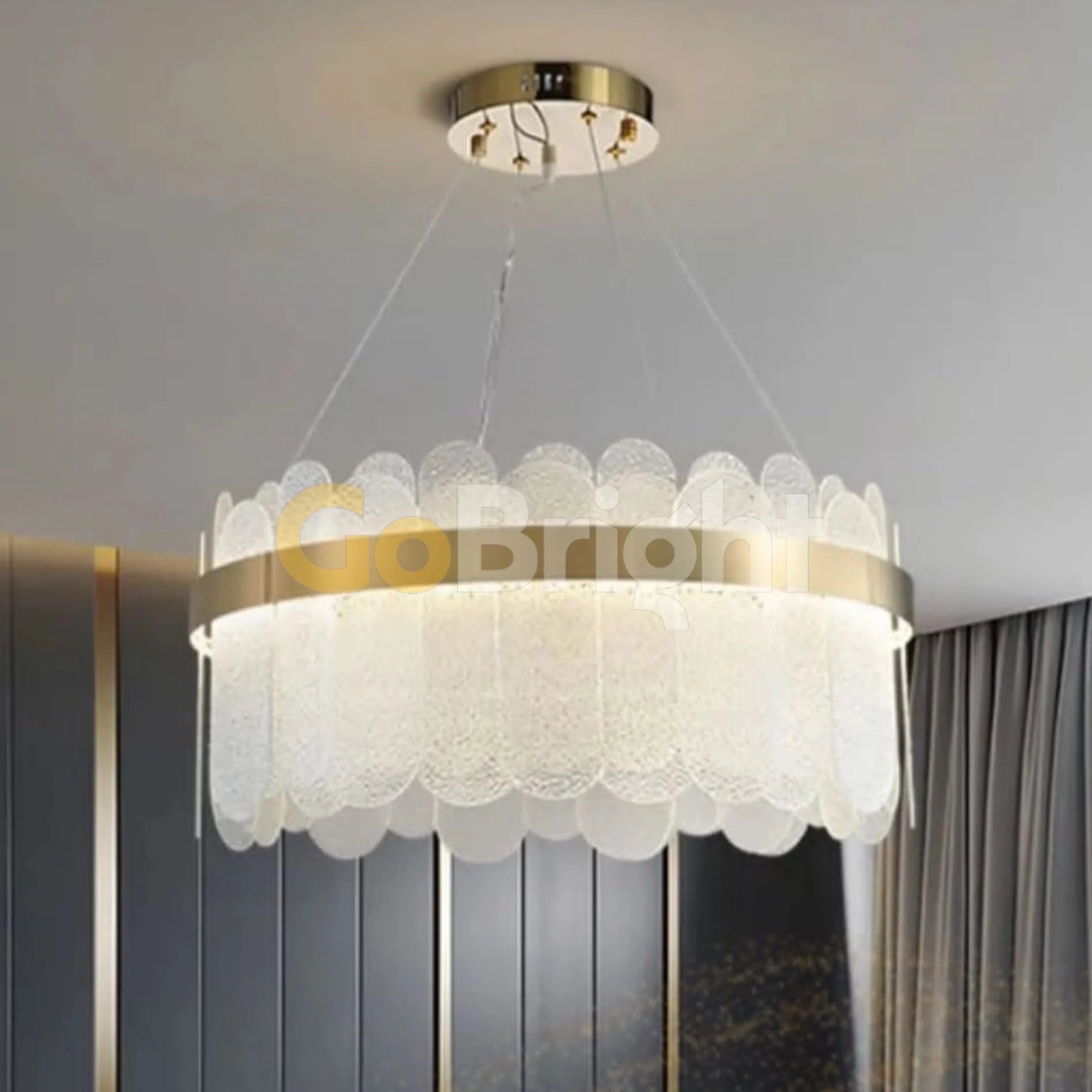 Pendul LED Diametru 60cm 100W Cristal cu Telecomanda Spino 3 Tipuri de Lumini Auriu