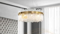 Pendul LED Diametru 60cm 100W Cristal cu Telecomanda Spino 3 Tipuri de Lumini Auriu