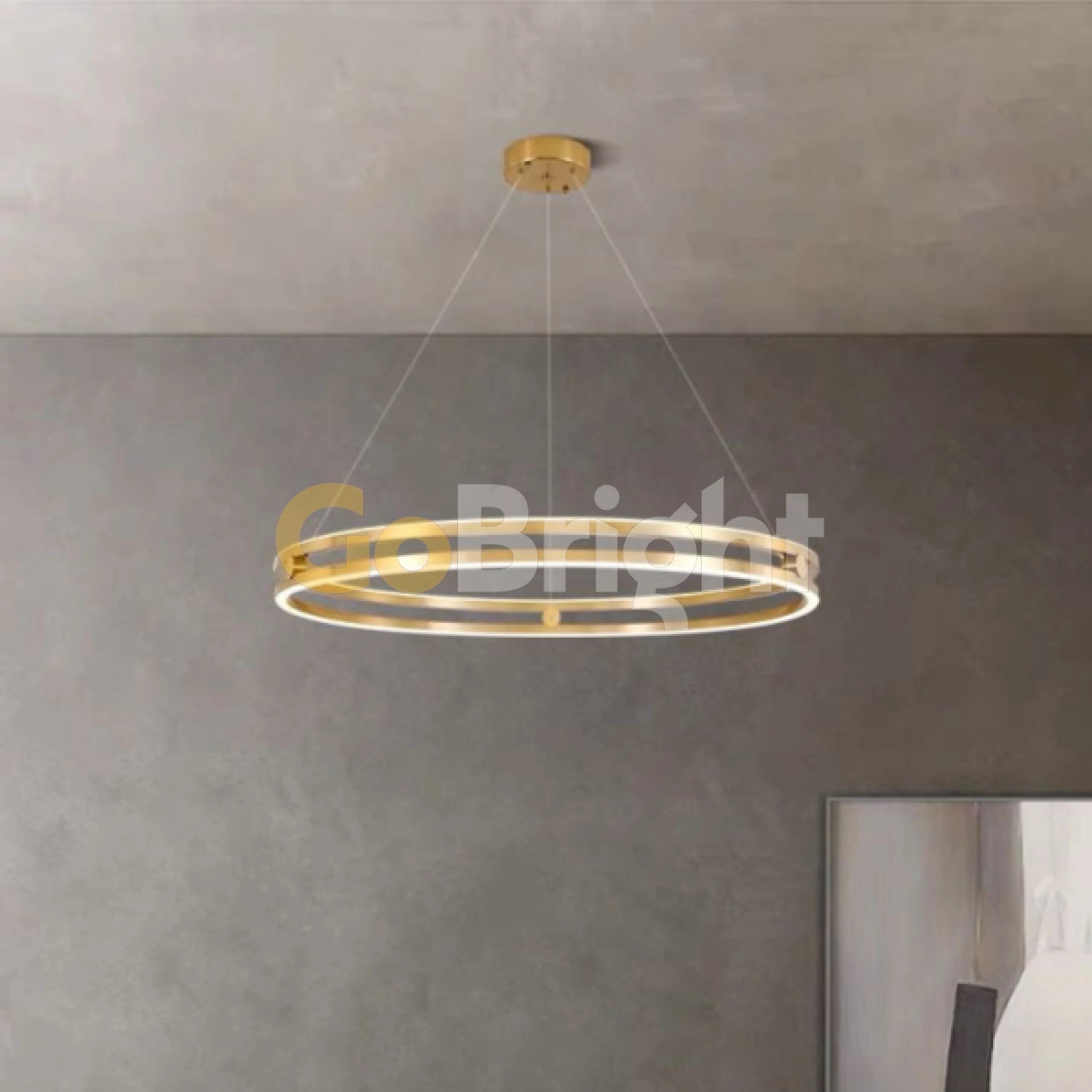 Pendul LED Diametru 60cm 136W cu Telecomanda Urban 3 Tipuri de Lumini Auriu