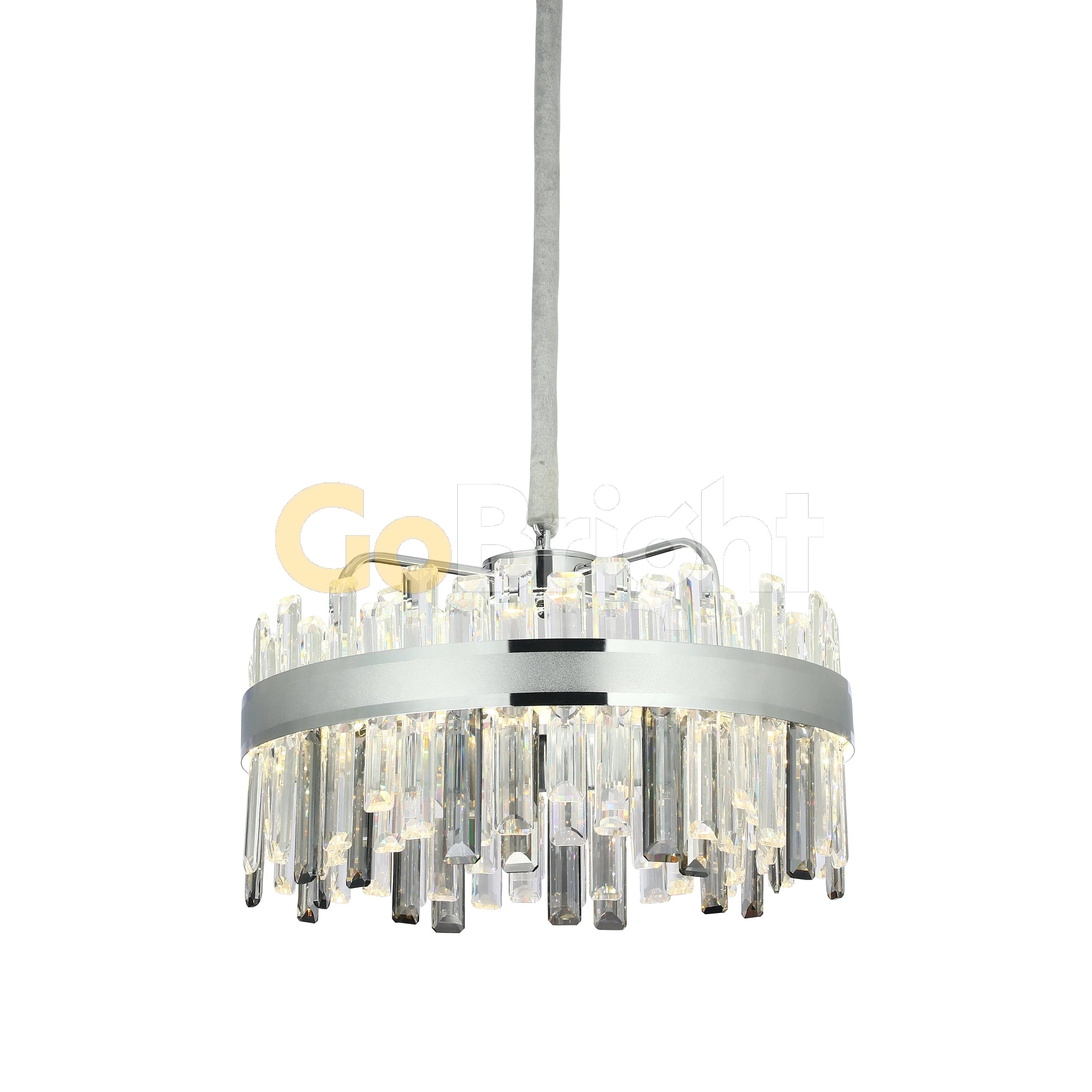 Pendul LED Diametru 60cm 140W Cristal cu Telecomanda Crystal 3 Tipuri de Lumini Argintiu