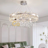 Pendul LED Diametru 60cm 150W Cristal cu Telecomanda Spiral 3 Tipuri de Lumini Argintiu