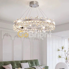 Pendul LED Diametru 60cm 150W Cristal cu Telecomanda Spiral 3 Tipuri de Lumini Argintiu