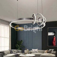 Pendul LED Diametru 60cm 70W cu Telecomanda Trinity 3 Tipuri de Lumini Gri