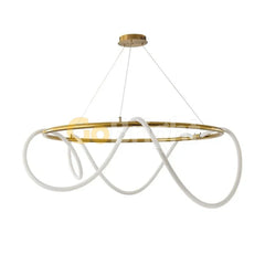 Pendul LED Diametru 60cm 70W cu Telecomanda Urban 3 Tipuri de Lumini Auriu