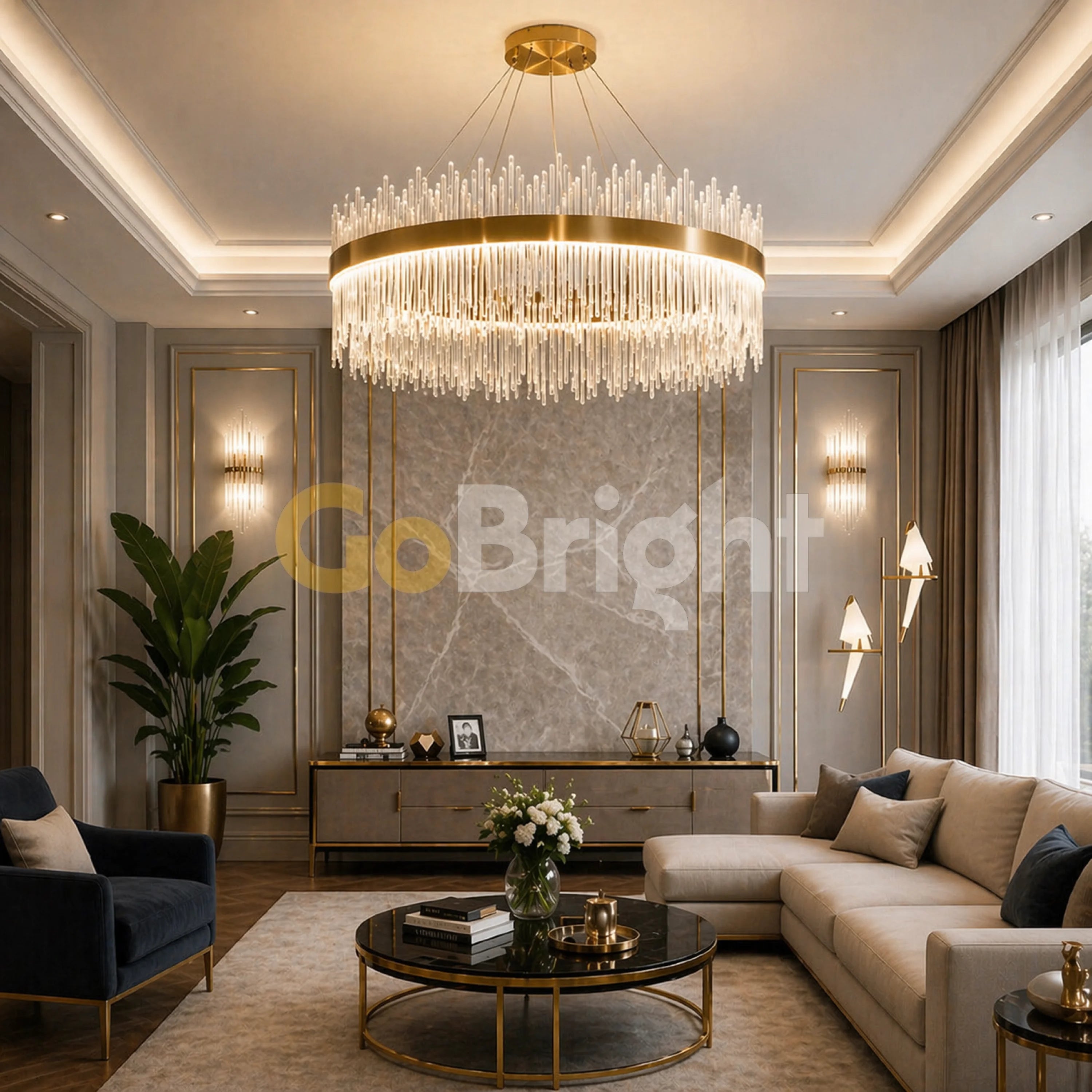 Pendul LED Diametru 80cm 200W Cristal cu Telecomanda Spiral 3 Tipuri de Lumini Auriu