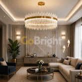 Pendul LED Diametru 80cm 200W Cristal cu Telecomanda Spiral 3 Tipuri de Lumini Auriu