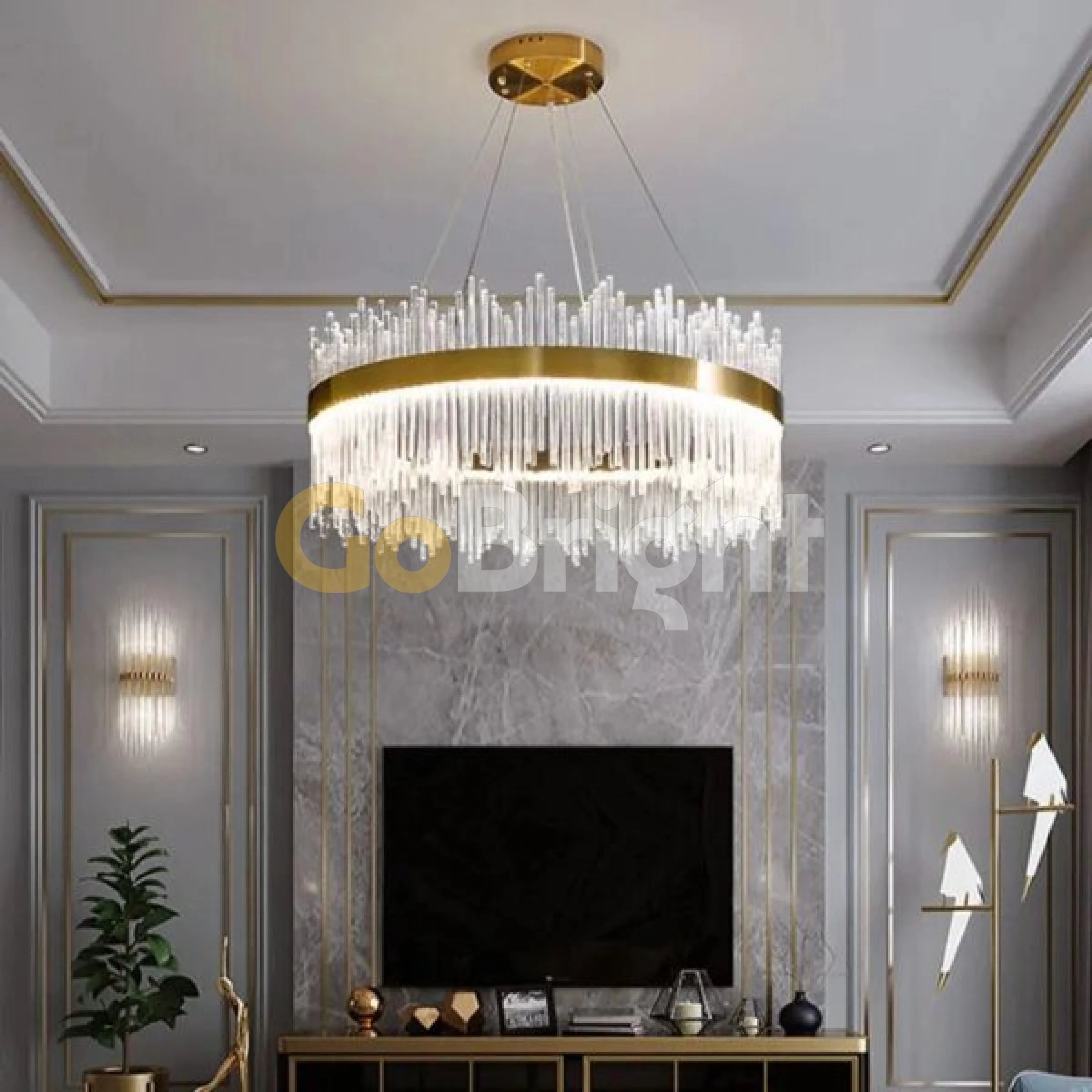 Pendul LED Diametru 80cm 200W Cristal cu Telecomanda Spiral 3 Tipuri de Lumini Auriu