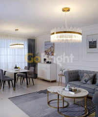 Pendul LED Diametru 80cm 200W Cristal cu Telecomanda Spiral 3 Tipuri de Lumini Auriu