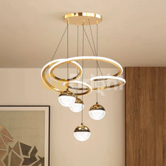 Pendul LED Fantasy 60cm 150W cu Telecomanda 3 Tipuri de Lumini Auriu