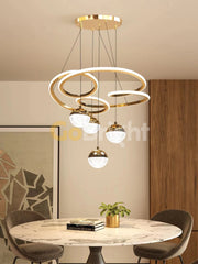 Pendul LED Fantasy 60cm 150W cu Telecomanda 3 Tipuri de Lumini Auriu