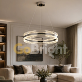 Pendul LED Kris 40cm 100W cu Telecomanda 3 Tipuri de Lumini Argintiu