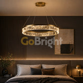 Pendul LED Kris 50cm 60W cu Telecomanda 3 Tipuri de Lumini Auriu