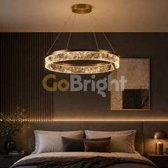 Pendul LED Kris 50cm 60W cu Telecomanda 3 Tipuri de Lumini Auriu