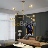 Pendul Lines Reglabil 6xE27 Auriu