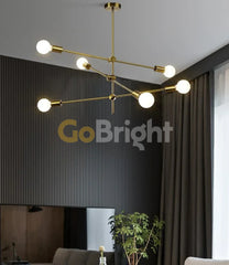 Pendul Lines Reglabil 6xE27 Auriu