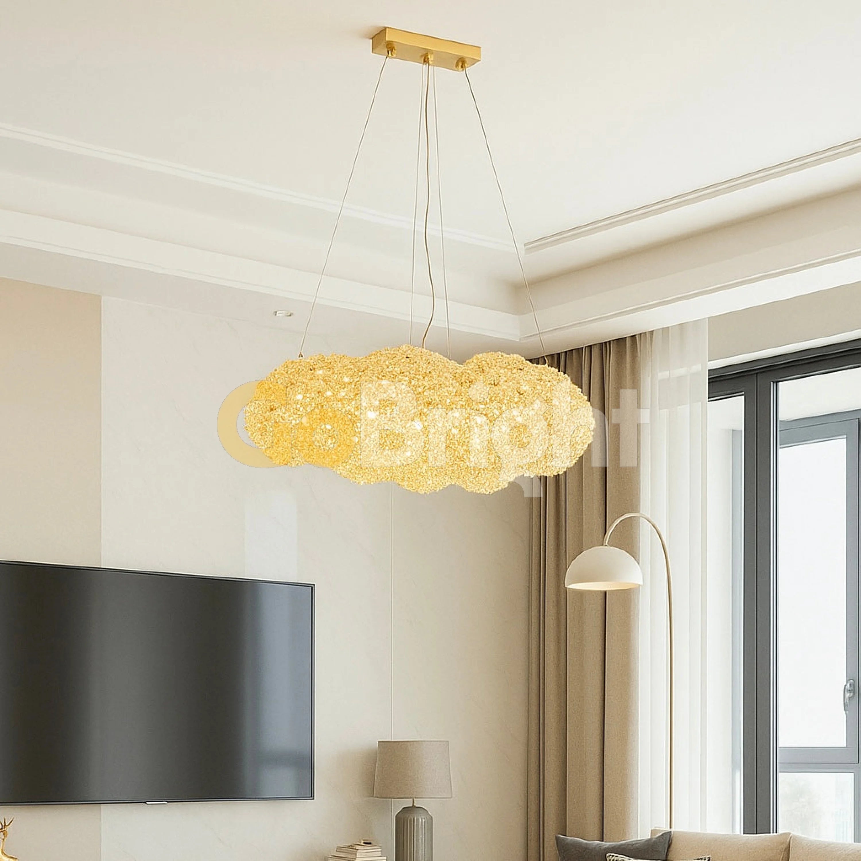 Pendul Norisor Cristale Glow 8xE27 Auriu