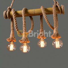 Pendul Rustic Bambus 4xE27 Reglabil 40cm