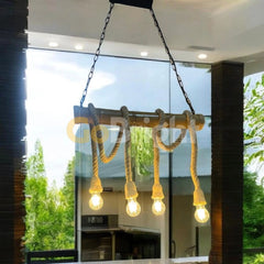 Pendul Rustic Bambus 4xE27 Reglabil 40cm