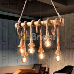 Pendul Rustic Bambus 6xE27 Reglabil 60cm