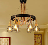 Pendul Rustic Eagle 6xE27 Reglabil Diametru 60cm