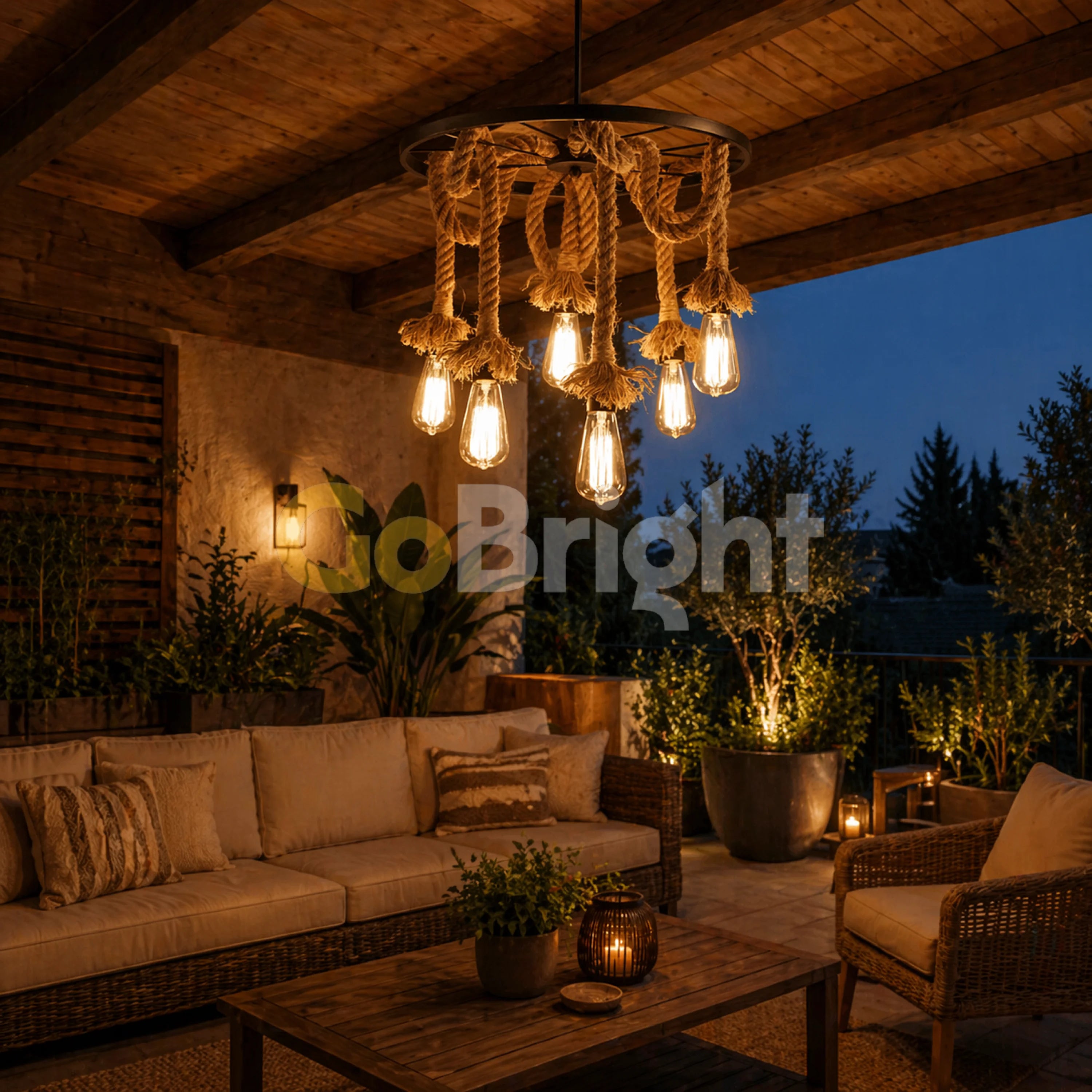 Pendul Rustic Eagle 6xE27 Reglabil Diametru 60cm