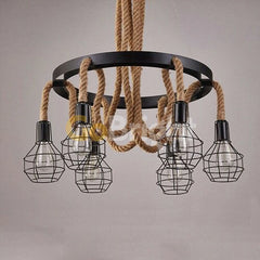 Pendul Rustic Eagle 6xE27 Reglabil Diametru 60cm